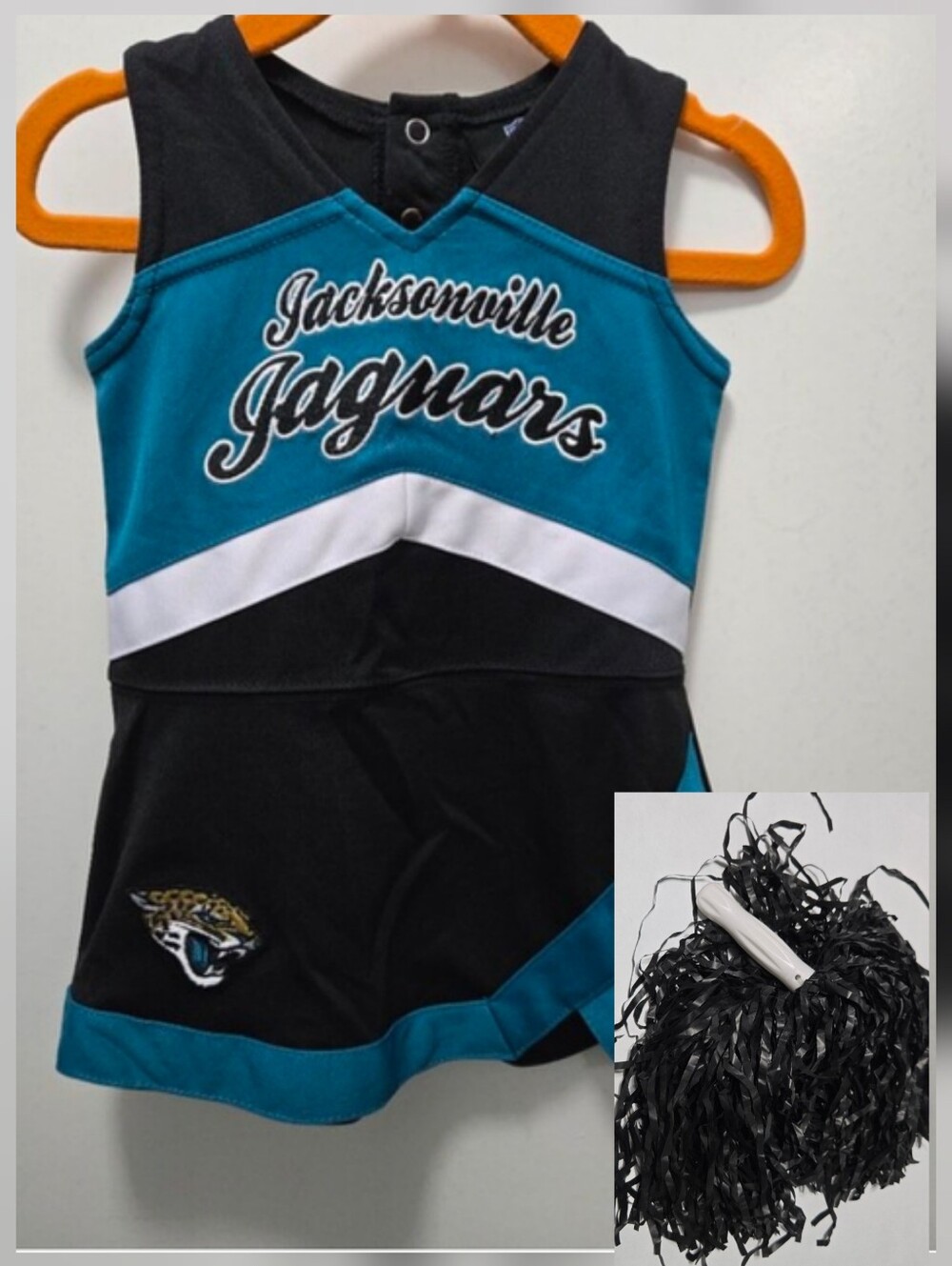 JACKSONVILLE JAGUARS - NFL - GAME DAY -  CHEERLEADER DRESS, Bonus PomPom, 12m